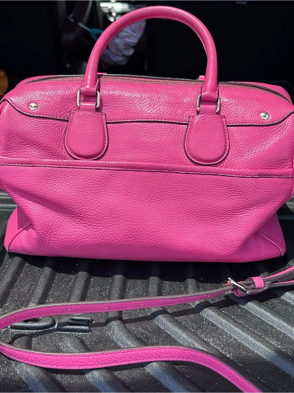 🩷 Coach Fuchsia Pebbled Leather Bennett Satchel Crossbody - Silver Hardware